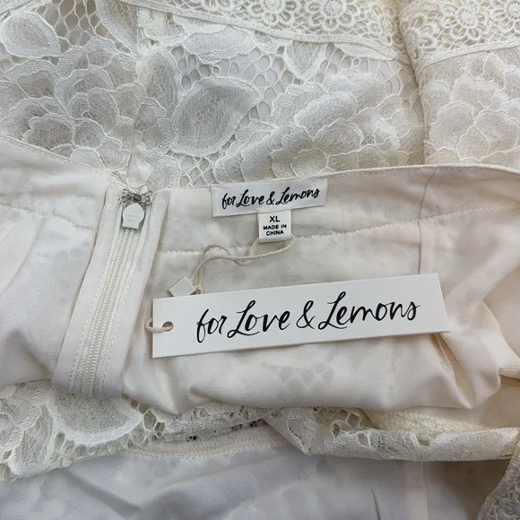 For Love &Lemons Cleo Mini Dress in Ivory Size X-Large NWT - Picture 9 of 10